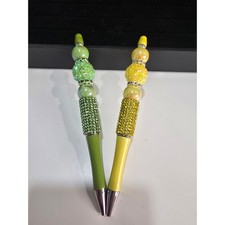 2-Pack of Pretty BLING BLING Pens by PenGwensPosh w/Black Ink-Custom Beaded