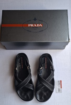 Prada Linea Rossa Sport Herren Sandalen Schwarz Lammleder Gr. 45 UK 11 OVP
