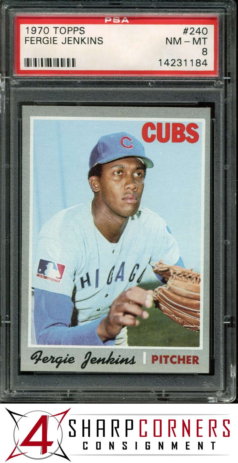 1970 TOPPS #240 FERGIE JENKINS CUBS HOF PSA 8