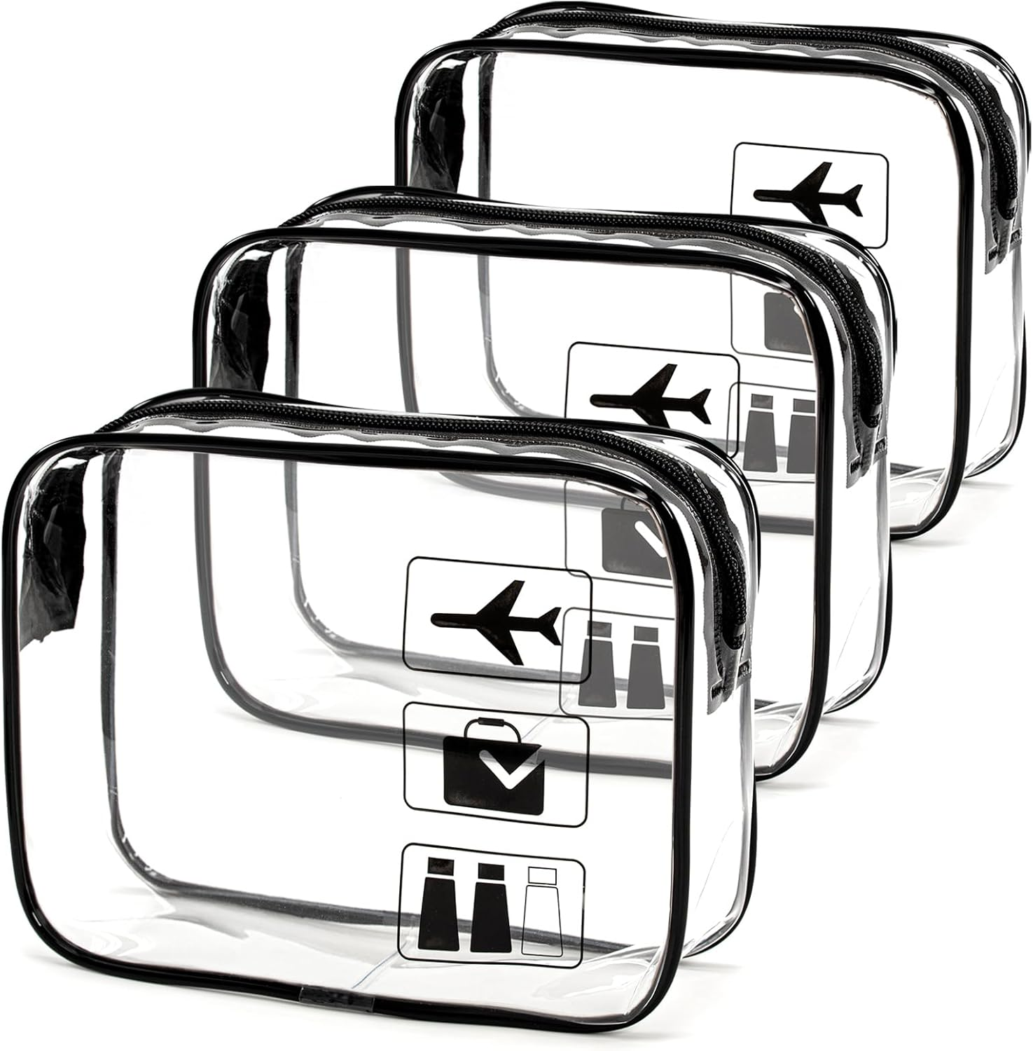 3 Pcs Airport Security Liquids Bags, Clear Toiletry Bag for Travel, TSA Approved