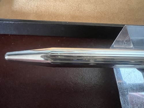 Dupont Stylo-Plume Sphère Plaqué Argent Élégance Français Avec Trousse - Picture 8 of 10