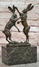 Signed Original Vienna Bronze two Hares Boxing Bronze Sculpture Art Deco Figure