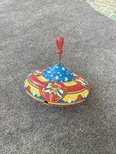 Ohio Art Co Vintage Tin Litho Spinning Top 9  Across Merry-Go-Round With Horses