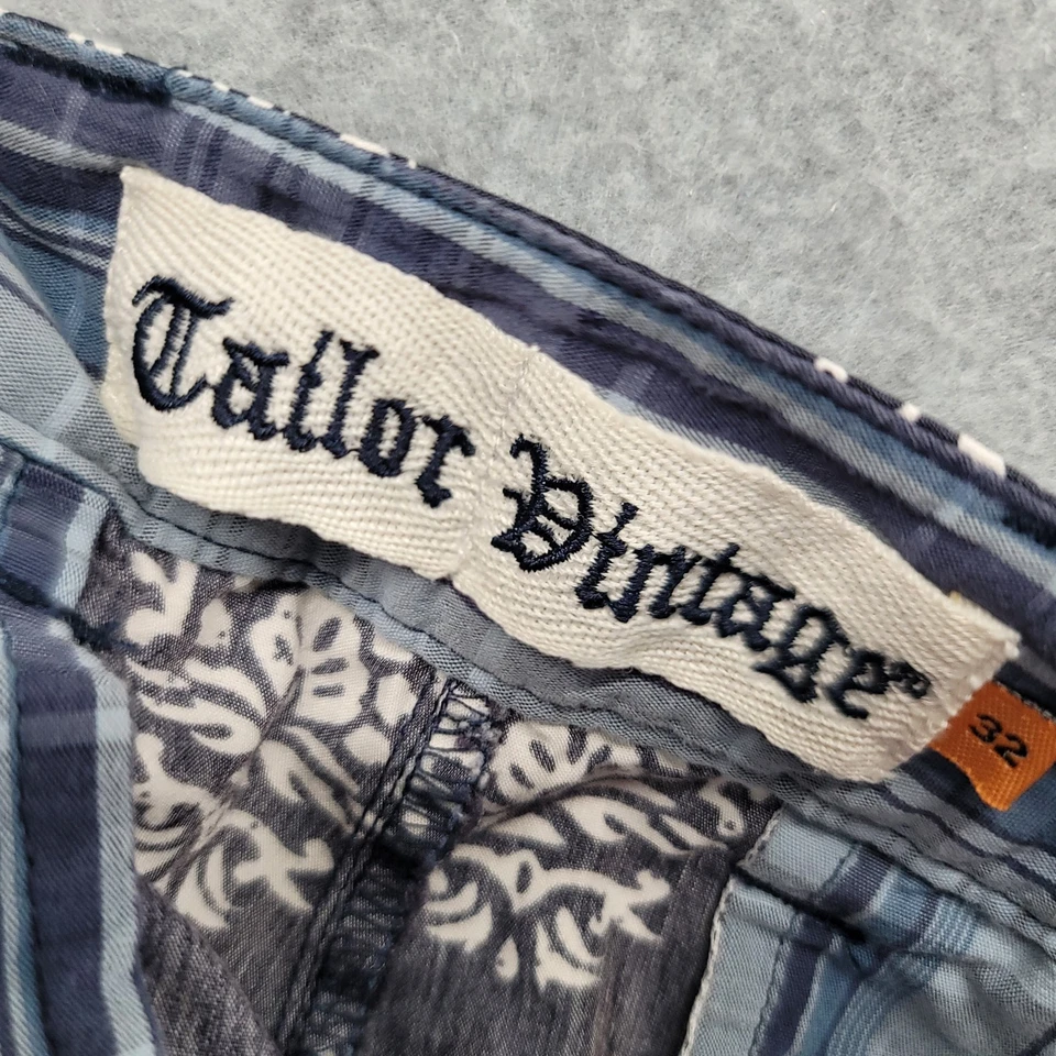 Pantalones Cortos Tailor Vintage Para Hombre 32 Azul Calce Ajustado Greenwich Chino Estampado Geométrico Golf Foto 2 de 4