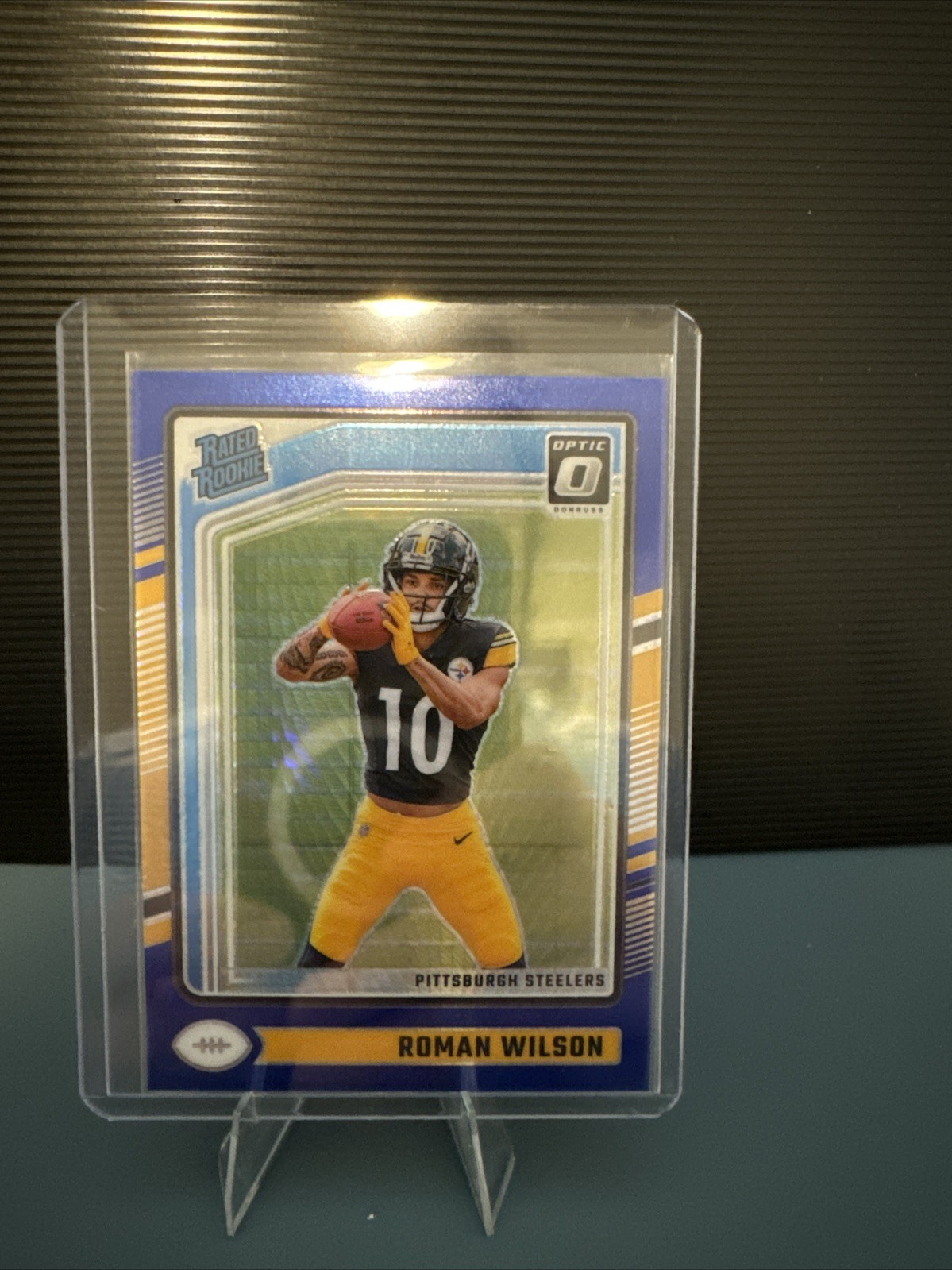 2024 Panini Donruss Optic - Rated Rookie Roman Wilson #285 Blue Hyper Prizm (RC)