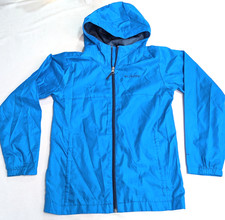 Columbia Jacket Boys Medium 10 12 Blue Hooded Windbreaker Nylon Omni-Shield