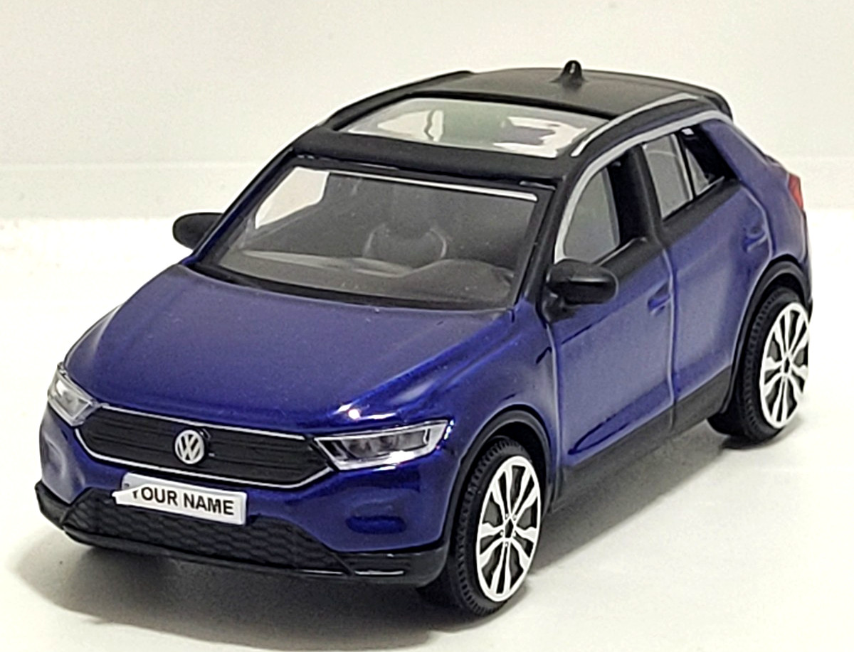Volkswagen T-Roc In Blue FREE PERSONALISED PLATES Diecast Model Car Present Gift