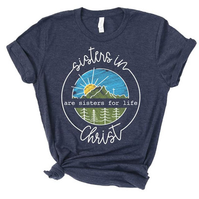 #ad Love in Faith Sisters in Christ Short Sleeve T Shirt Heather Navy $19.95