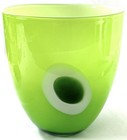 Green Art Glass Vase 7” Germany White Optic Bubble Mid-Century Style