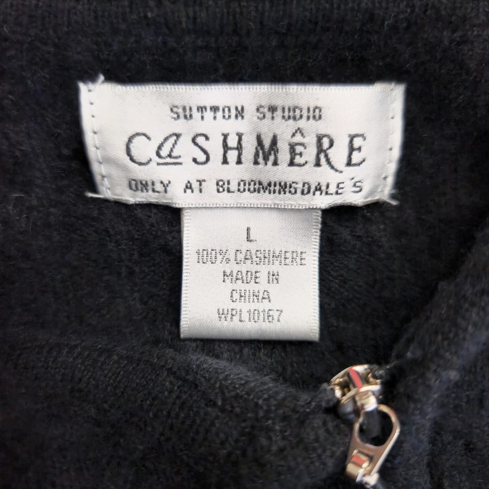 Женский свитер с капюшоном Sutton Studio кашемировый черный вязаный на молнии большой размер - Изображение 4 из 4