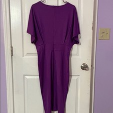 Bodycon Purple Short Sleeve Midi Dress Size Large