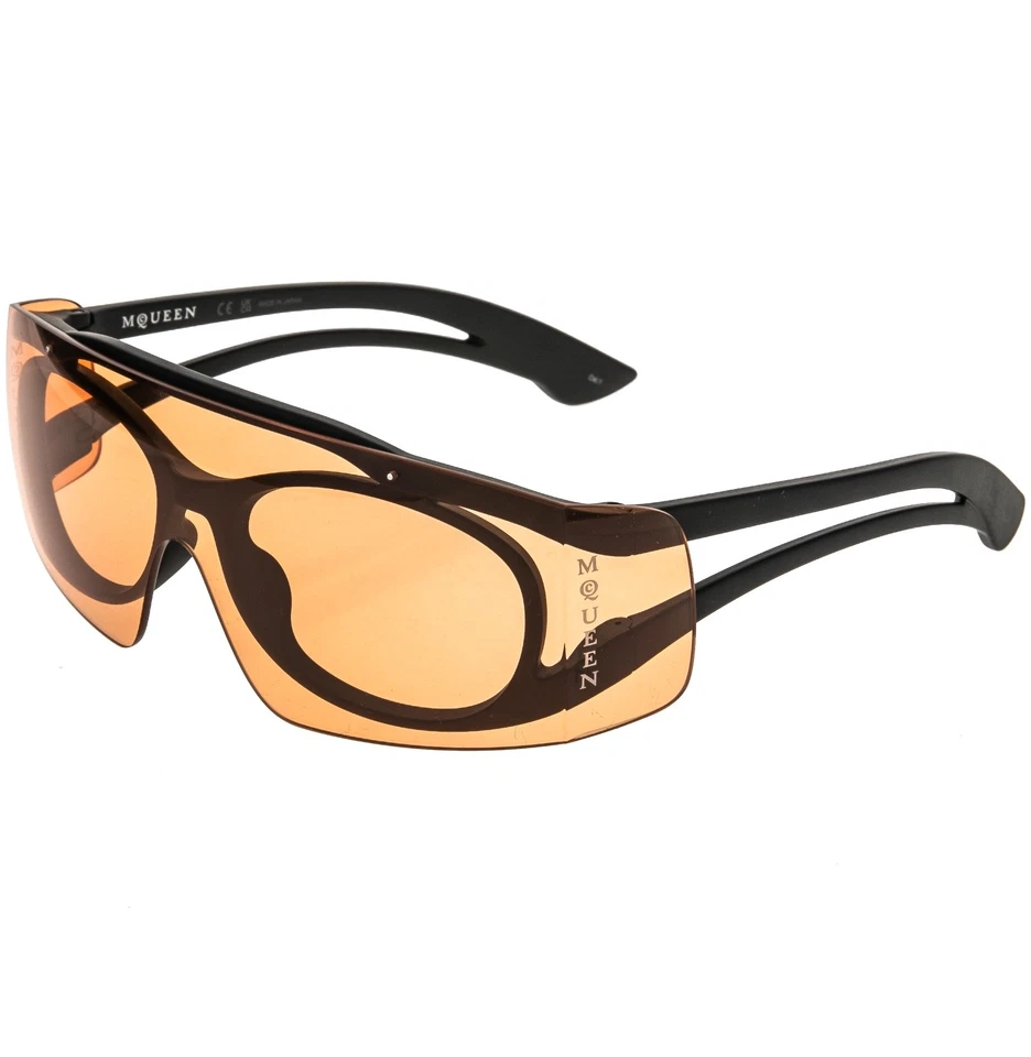 ALEXANDER MCQUEEN AM0489S 0489 Black Orange Mask Fashion Sunglass 003 Authentic - Image 2 of 4