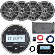 JBL PRV-175 Marine Radio, Remote, Extension, Amp w/Kit, 4x 6.5" 180W Speakers
