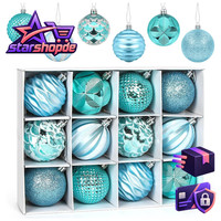 Weihnachtskugeln 6Cm Blau 12 StüCk Kunststoff GläNzend Weihnachtsbaum Deko