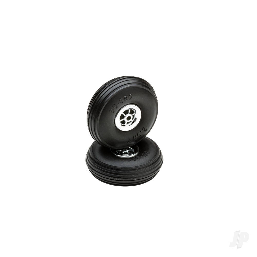 Dubro 2in Diameter Chrome Treaded Wheels (2) For RC Model Planes