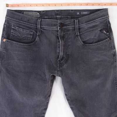 Mens Replay M914 ANBASS Stretch Slim Tapered Grey Jeans W33 W34 L28