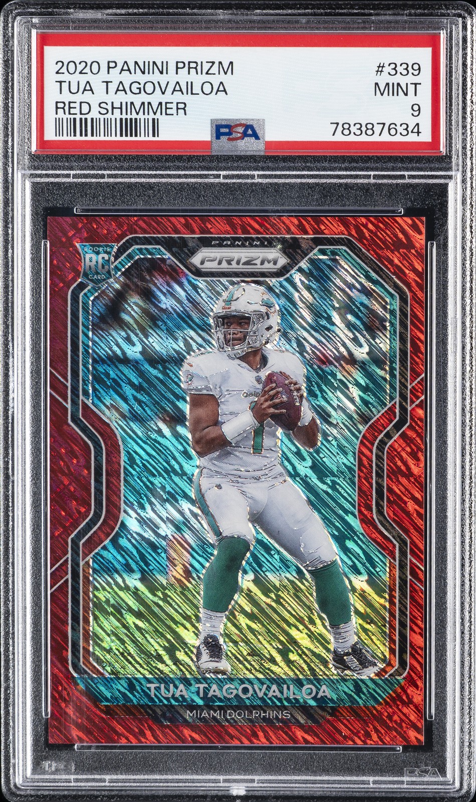 2020 PANINI PRIZM RED SHIMMER #339 TUA TAGOVAILOA ROOKIE RC 14/35 PSA 9