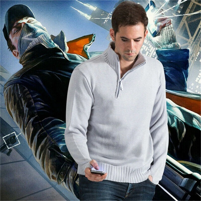 Juego Reloj Perros Aiden Pearce Cálido Gris Suéter Juego Juegos con disfraces Disfraz S-XXXL Foto 2 de 4