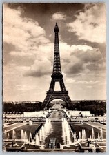 Eiffel Tower Paris Palais de Chaillot 1964 Vertical Black & White RPPC