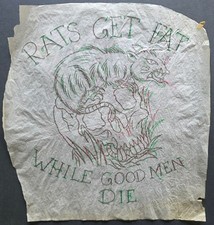 Original Vintage LARGE Shop Used, Rats get Fat While Good Men Die Tattoo Stencil