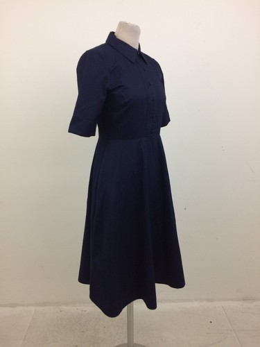 Hobbs Women's Dress Size 8 Navy Button Collared Pockets Shirt Midi Used F1 - Picture 8 of 12