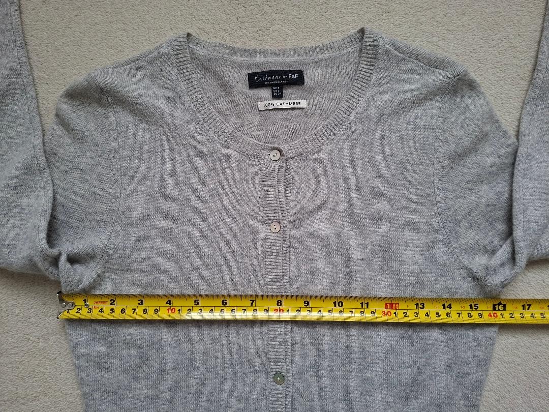 Florence & Fred 100percent Cashmere Cardigan Long Sleeve Size 6 Grey image 3