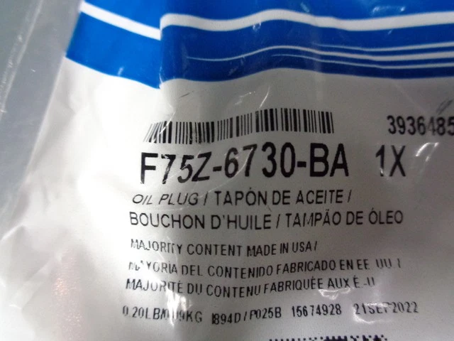 Tapón de drenaje de aceite de motor original Ford F75Z-6730-BA Foto 2 de 4