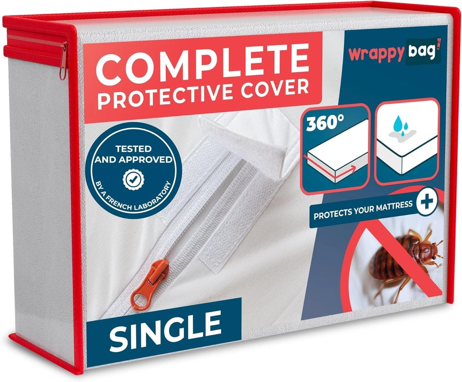 Bed Bugs Mattress Protector - Mattress Cover - Zipped Mattress Protector - Water