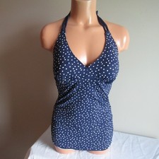 Tommy Bahama Sea Swell Reversible Halter Tankini Swim Top Mare Navy/White S NWT
