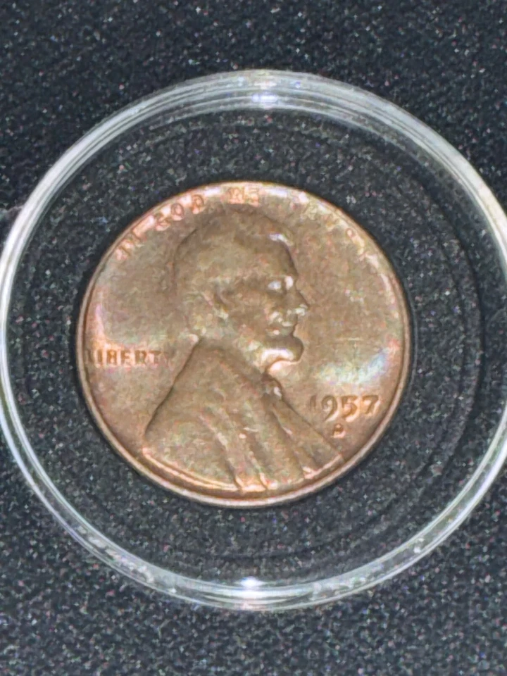 1957 D Toned Lincoln Wheat One Cent 1 c THE EXACT COIN SEEN IN THE PICTURE - Image 3 of 4