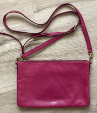 Fossil Women  s Crossbody Bag Zip Top, Adjustable Strap, Gold Hardware