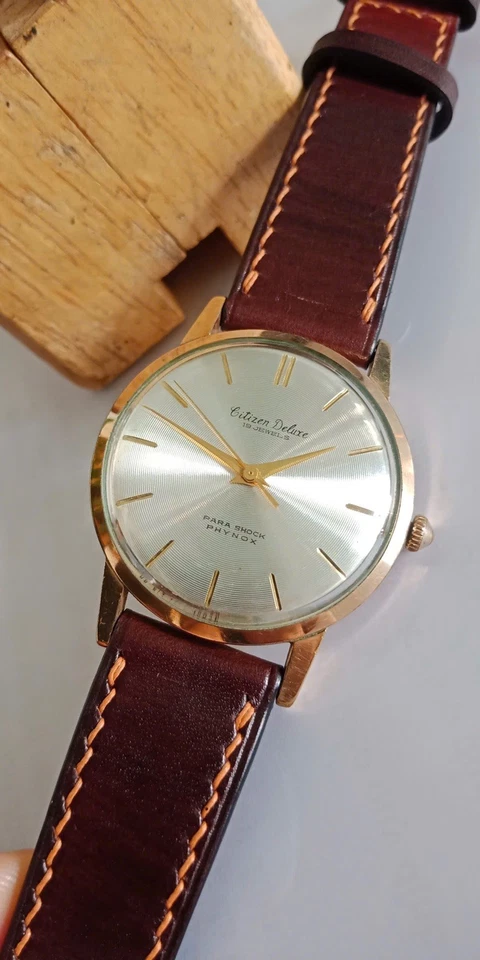 Citizen Deluxe de los años 70 19 joyas llenas de oro 14k, parashock - cuerda manual para hombre Foto 2 de 4