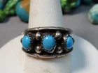 Vintage NAVAJO Milton Lasiloo SLEEPING BEAUTY TURQUOISE Sterling Silver RING 8.5