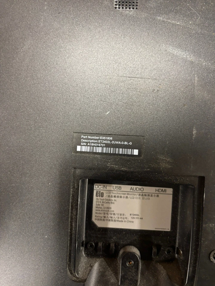 CRACKED ELO E351806 (ET2402L-2UWA-0-BL-G) 24" Wide Screen Touch Monitor USED - Image 4 of 4