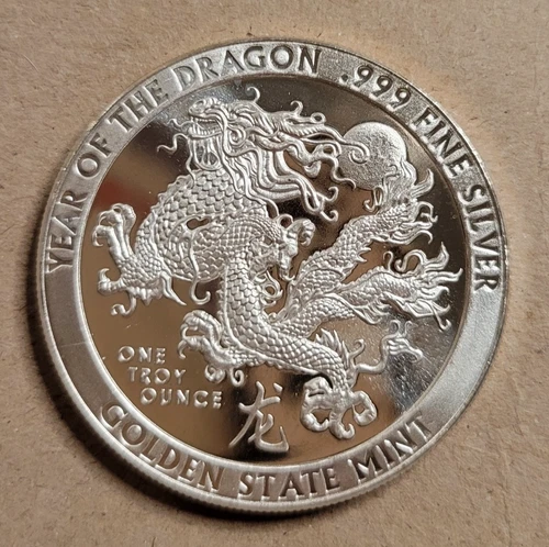 1 oz Year of the Dragon Silver Round .999 fine Silver Bullion
