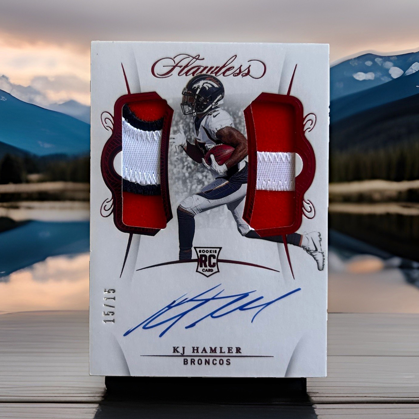 2020 Panini Flawless KJ Hamler Broncos Rookie Dual Patch Auto RDPA /15 BOOK-END