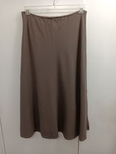 Eileen Fisher 100 Linen Midi A Line Skirt Sz Small Dusty Brown Lagenlook Flowy