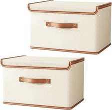 Siocok 2 Pack Storage Boxes with Lids, Collapsible Storage Box with Lid, Fabric