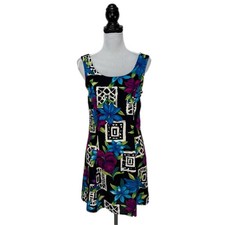 Vintage Floral Abstract Print Sundress - Women's Size 8