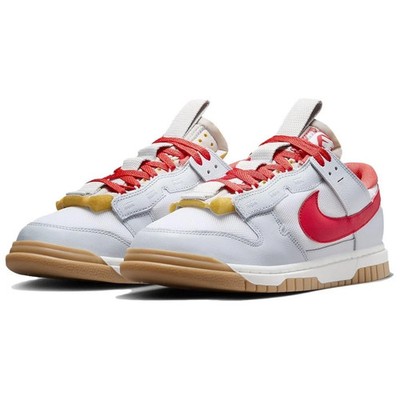 Nike Dunk Low Remastered DV0821-102 White Red Gum Sole Multi Material Retro Casu