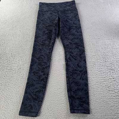 Athleta Elation Textured Tight Leggings Womens Small Blue Black Athletic Yoga
