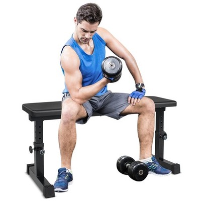 MIUDGIG Flat Weight Bench, Adjustable Height Strength Training Bench, Heavy D...