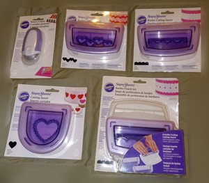 Lot Of 5 Wilton Sugar Sheets, Border Cut, Rotary Cut, Cutting Insert Tools-New !