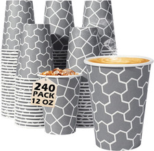Coffee Cups 12 oz Paper Cups 240 Pack, Disposable Coffee Cups 12 oz Hot Cup, Dis