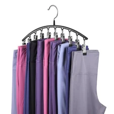 Hendiy Black Metal Pants Hanger Organizer with 10 Clips Space Saving Closet