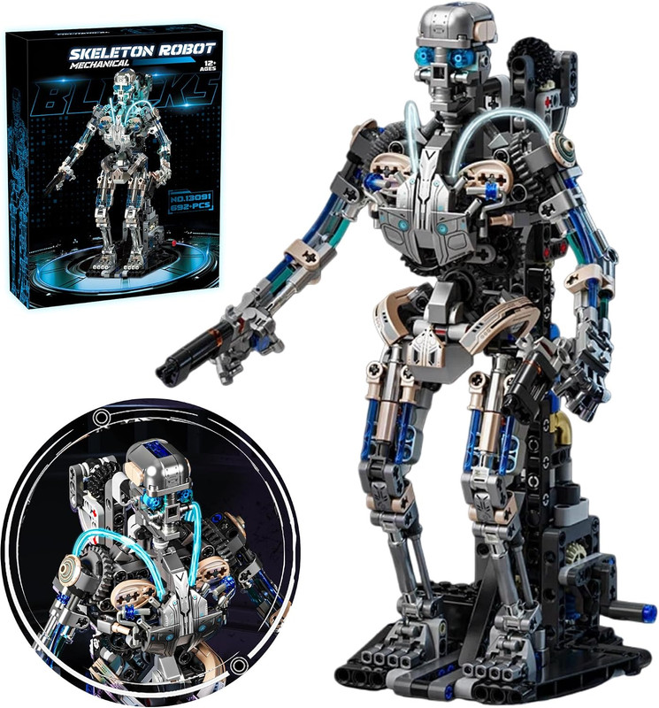 Mechanical Skeleton Robot Building Blocks Set, 3D Robotic Model Kit with Moving