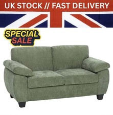 2 Seater Chenille Fabric Green Sofa Loveseat  Small Space Couch Modern Settee UK