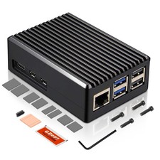 Aluminum Case for Raspberry Pi 5, Heavy Duty Passive Metal Black