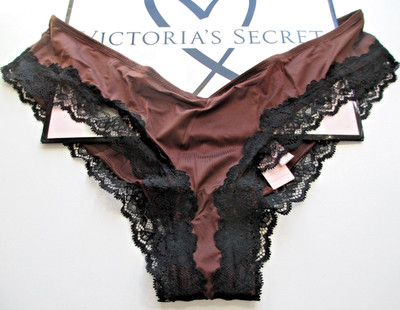VICTORIA'S SECRET VERY SEXY High Leg Cheeky Panty VS Brown & Black Lace S M L XL