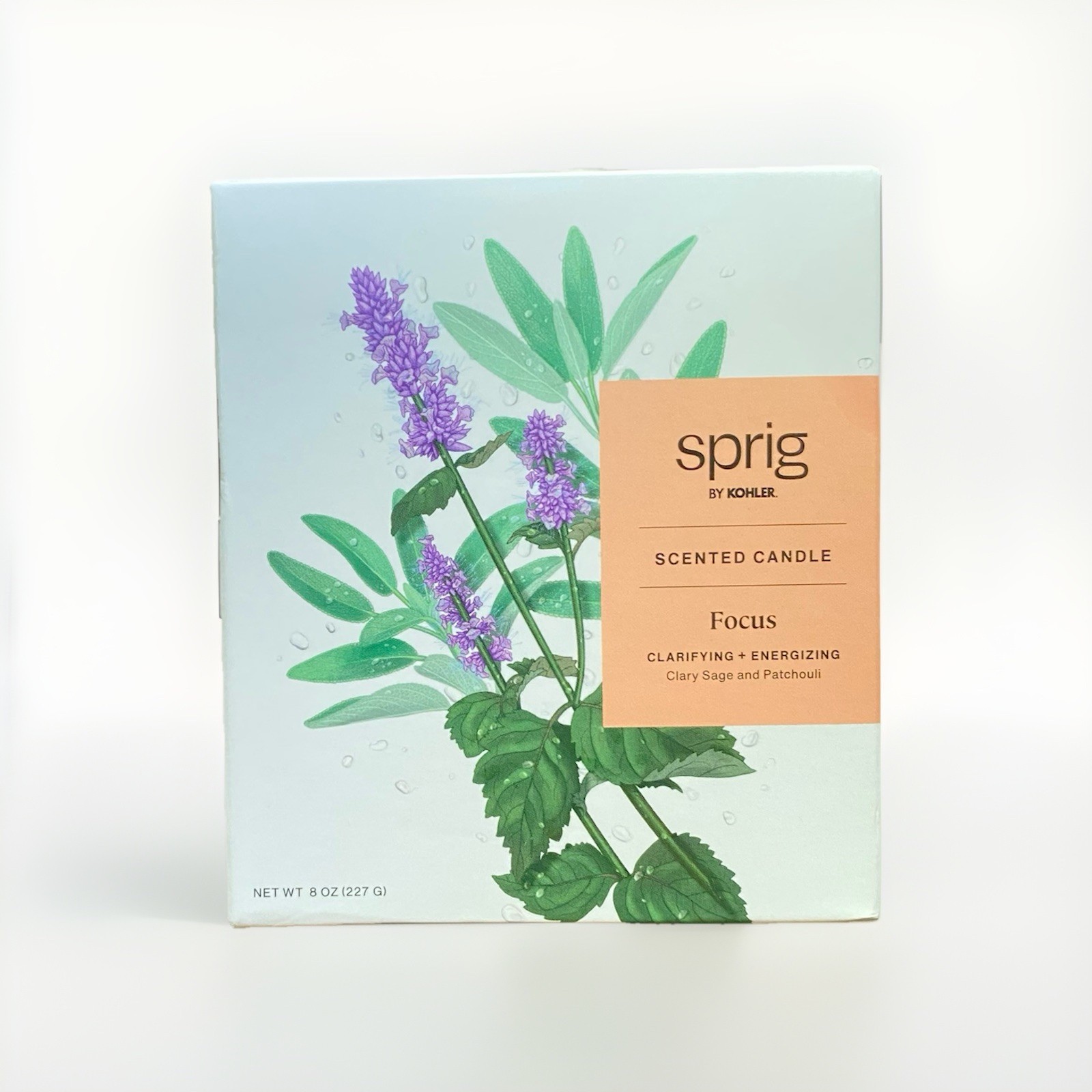 Sprig by Kohler Focus Aromatherapy Candle with Sage & Patchouli - 8 oz NEW